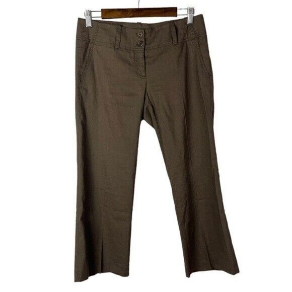 Theory Dark Brown Linen Cropped Dress Pants 4 - Picture 1 of 5